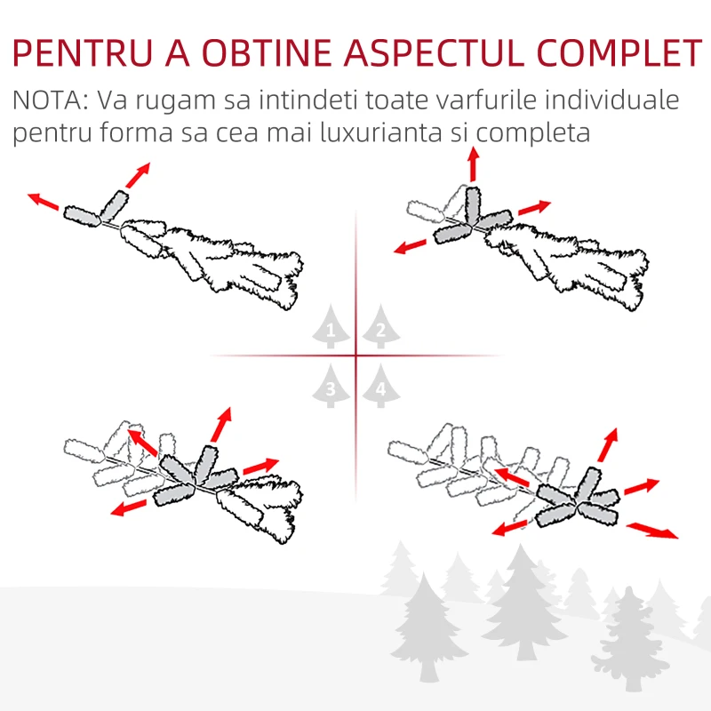 HOMCOM Pom de Craciun Artificial 120 cm PVC 130 Lumini LED verzi