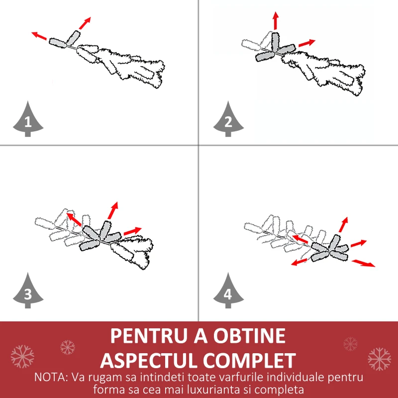 HOMCOM brad artificial de Craciun, cu fibra optica, 180 cm