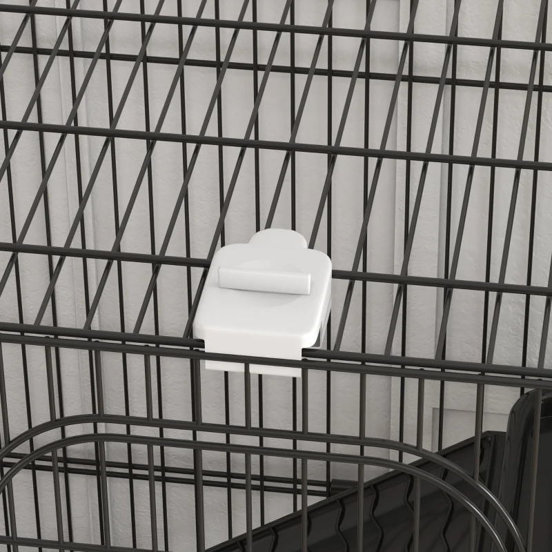 PawHut Jaula para Animales Pequeños con Ruedas 114x75x50 cm Valla para Mascotas con 3 Plataformas 3 Rampas Bandejas Extraíbles