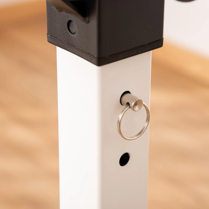 HOMCOM Soporte Barras Pesas de Acero con Altura Ajustable en 12 Niveles Carga Máx. 150 kg 52x48x105-160 cm Blanco