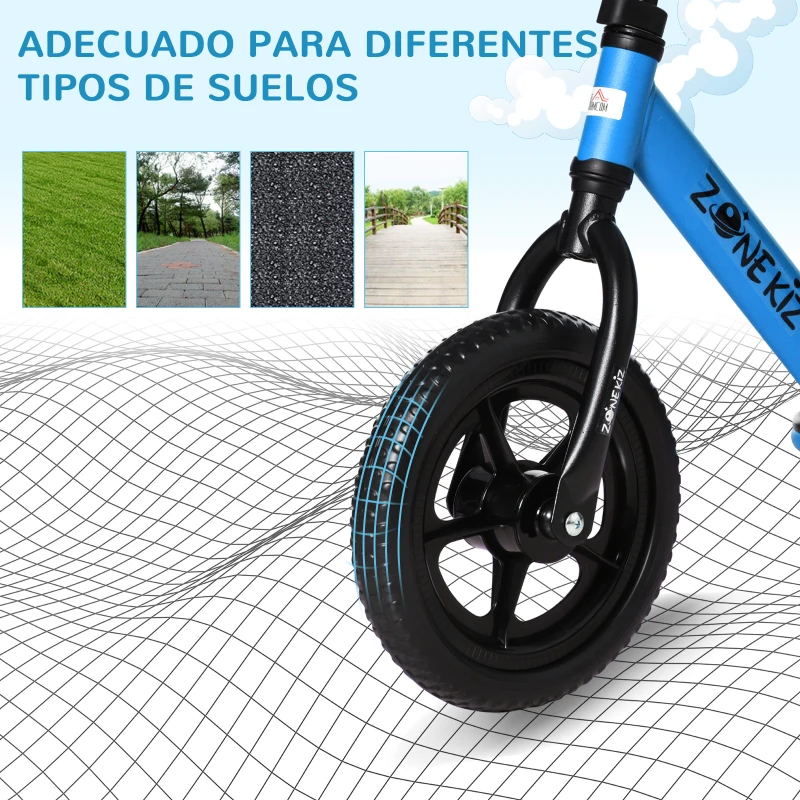 HOMCOM Bicicleta sin Pedales para Niños de +2 Años con Sillín Ajustable de 31-41 cm y Manillar Regulable Bicicleta de Equilibrio Infantil con Ruedas de 12" 89x37x55-60 cm Azul