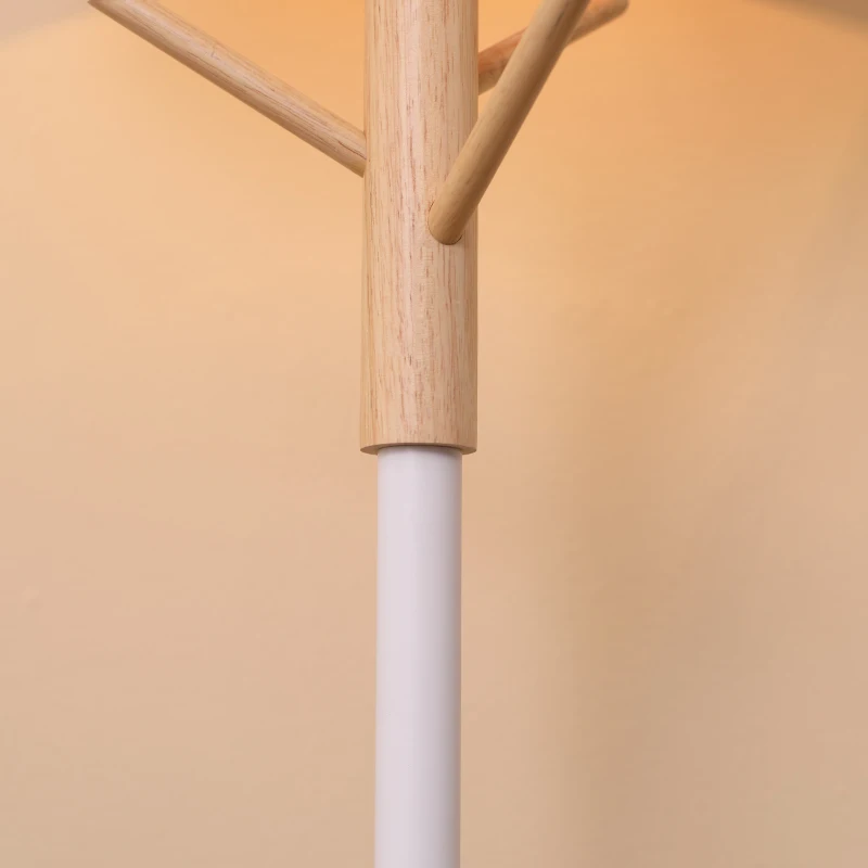 HOMCOM Lámpara de Pie con Ganchos para Colgar Ropa Sombreros Pantalla de PE Casquillo E27 Máx. 40W e Interruptor de Pie Moderno para Salón Dormitorio Ø38x158 cm Natural