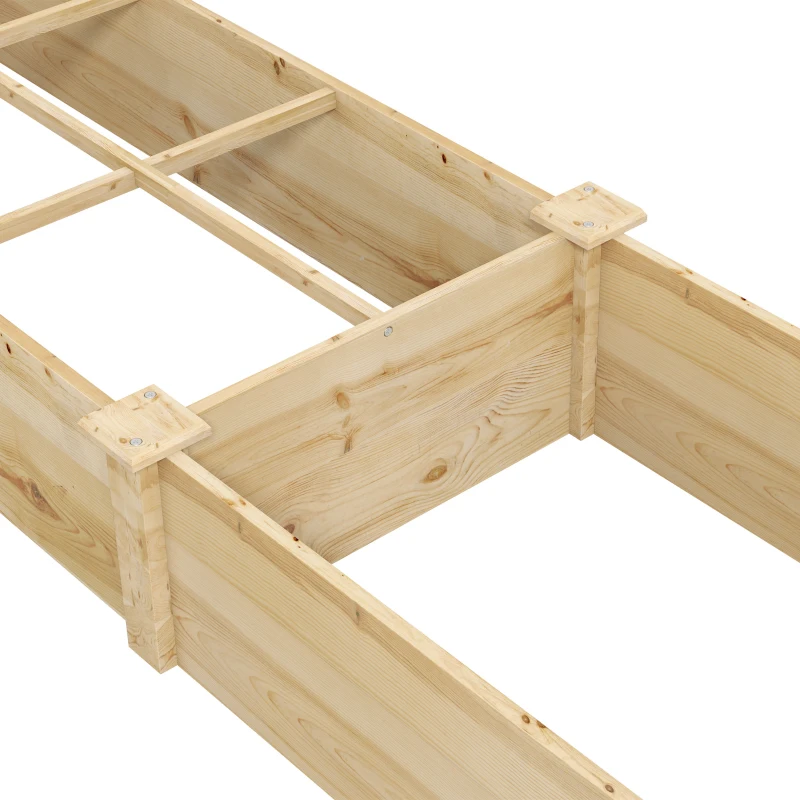 Patul supraînălțat pentru grădină și grădină de legume Outsunny cu partiție internă și fund deschis, 237x60x25cm, lemn natural