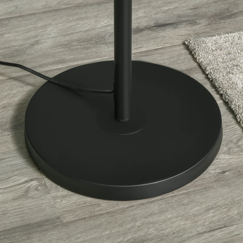 HOMCOM Lámpara de Pie Moderna con 2 Mesas Auxiliares Casquillo E27 Máx. de 40W y Interruptor de Pie Lámpara con Estante para Salón Dormitorio Estudio Ø40x170 cm Blanco y Negro