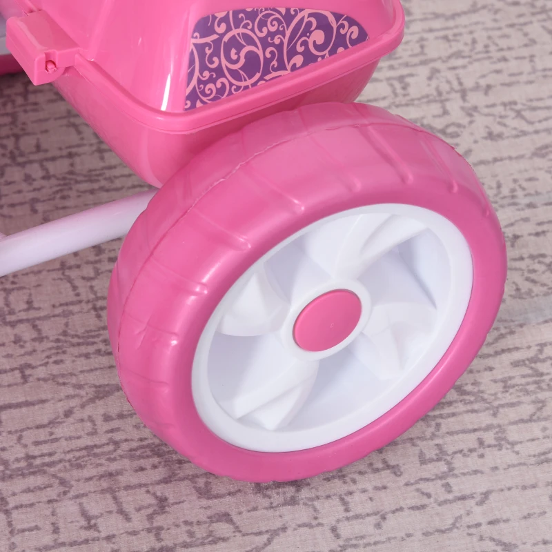 HOMCOM Triciclo para Niños de +18 Meses Triciclo Evolutivo Infantil con Capota Extraíble Asiento Giratorio Barra de Seguridad y Función de Luz Música 102x48x96 cm Rosa