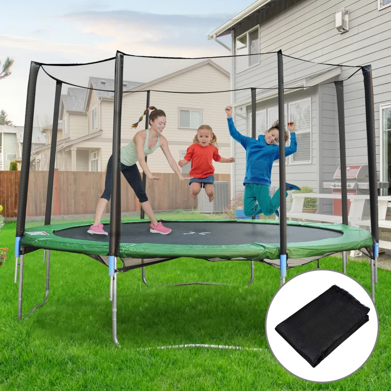 HOMCOM Red de Seguridad de Reemplazo para Trampolín Ø366 cm con Puerta con Cremallera para 8 Postes Rectos Ø366x180 cm Negro