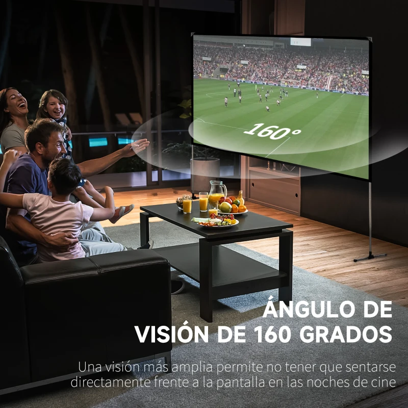 HOMCOM Pantalla de Proyector con Soporte 80 Pulgadas HD Pantalla 16:9 con Bolsa de Transporte 187x50x167,5 cm Blanco