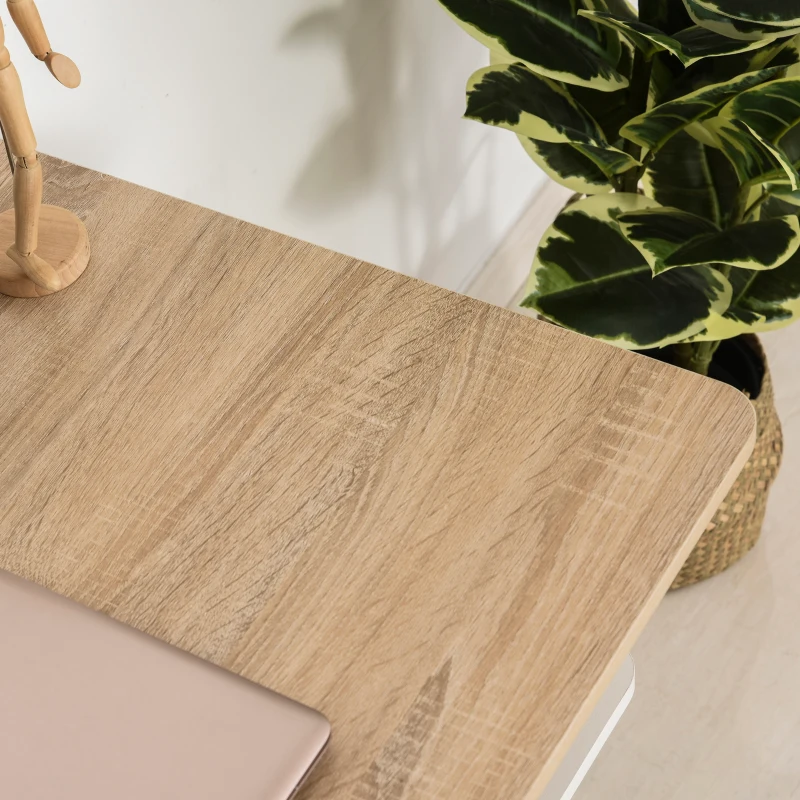 HOMCOM Mesa de Escritorio 2 en 1 con Estante de 3 Niveles Gran Superficie Espacio Almacenaje Amplio Mesa de Oficina Dormitorio Estudio 100x55x74 cm Madera