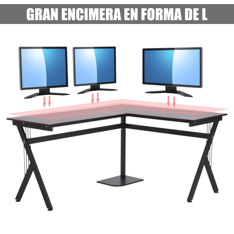 HOMCOM Mesa de Ordenador PC de Tabla de Madera Mesa Esquinera de Angulo para Oficina Dormitorio Hogar Escuela