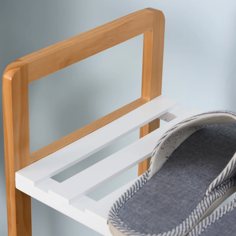HOMCOM Zapatero Multiuso de 4 Niveles Máximo 11 Pares con Compartimento para Botas Altas Estantería de Zapatos Madera Maciza de Pino 68x26x78 cm Blanco