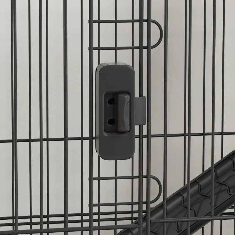 PawHut Jaula para Animales Pequeños con Ruedas 114x75x50 cm Valla para Mascotas con 3 Plataformas 3 Rampas Bandejas Extraíbles