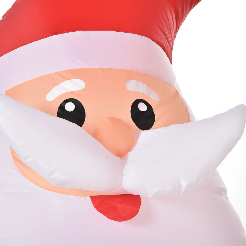 HOMCOM Hinchable de Navidad Papá Noel Inflable con Elfo y Reno con 6 Luces LED e Inflador para Exterior Interior 203x50x153 cm