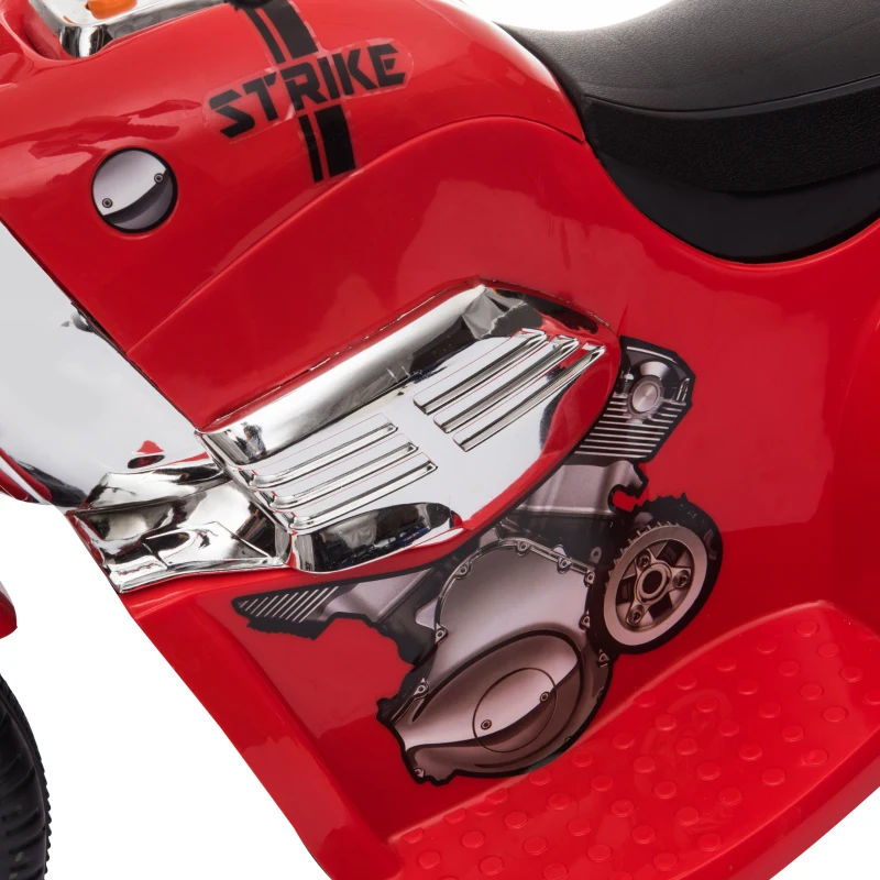 HOMCOM Moto Eléctrica para Niños +18 Meses Triciclo Infantil con 3 Ruedas a Batería con Bocina Luces y Baúl 87x46x54 cm Rojo