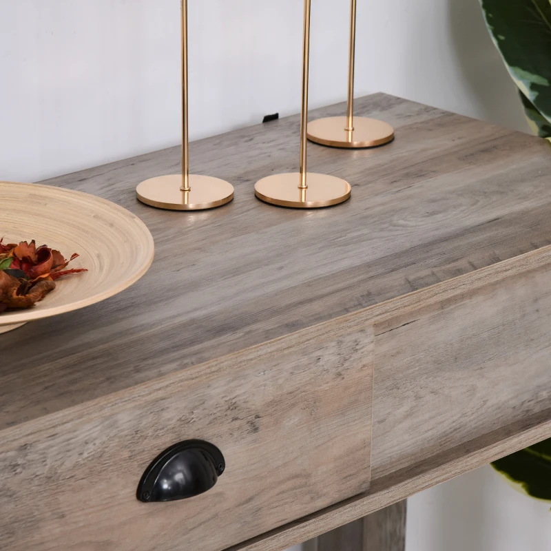 HOMCOM Mesa para Recibidor con Cajón Estante Inferior Espacioso Carga 60 kg para Pasillos Entradas Dormitorio 120x39x81 cm Gris