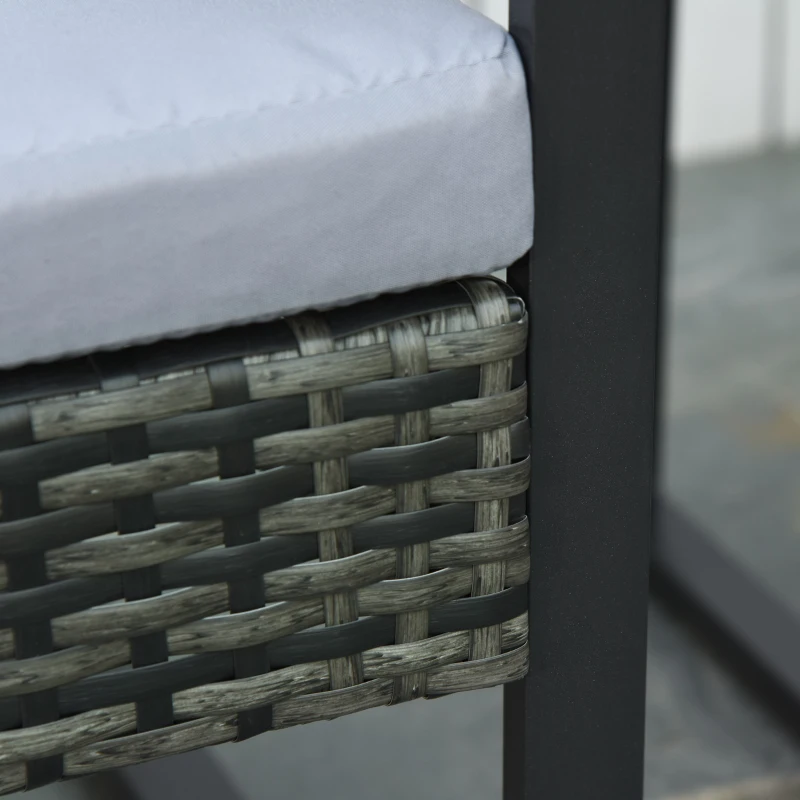 Outsunny Conjunto de Mesa y Sillas de Jardín para Exterior Incluye 2 Sillones y 1 Mesa de Centro de Vidrio Gris