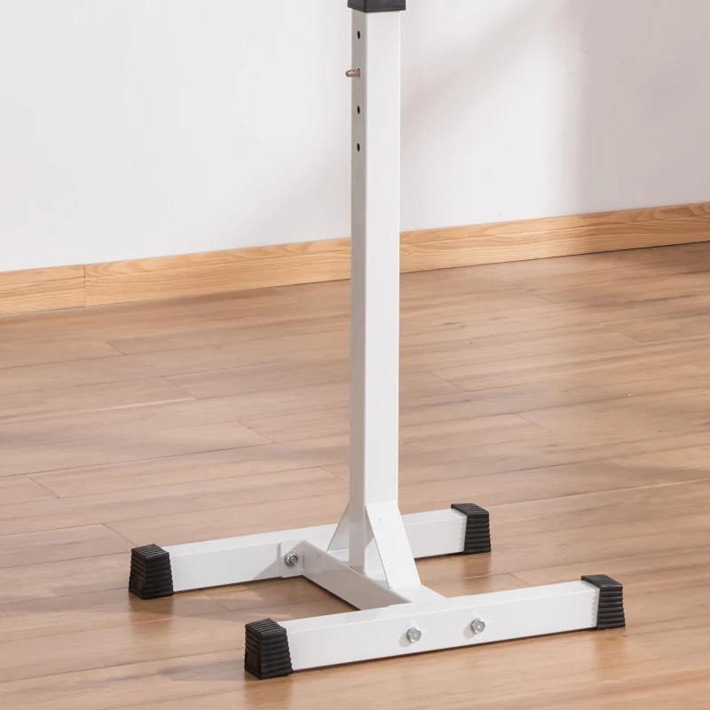 HOMCOM Soporte Barras Pesas de Acero con Altura Ajustable en 12 Niveles Carga Máx. 150 kg 52x48x105-160 cm Blanco