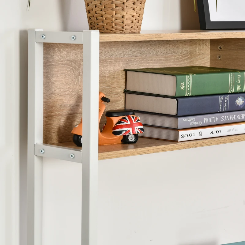 HOMCOM Escritorio en Forma de L Multifuncional Mesa para Oficina o Estudio con Estantes Altos Espacio Amplio Moderno y Minimalista 140x125x149 cm Color Madera