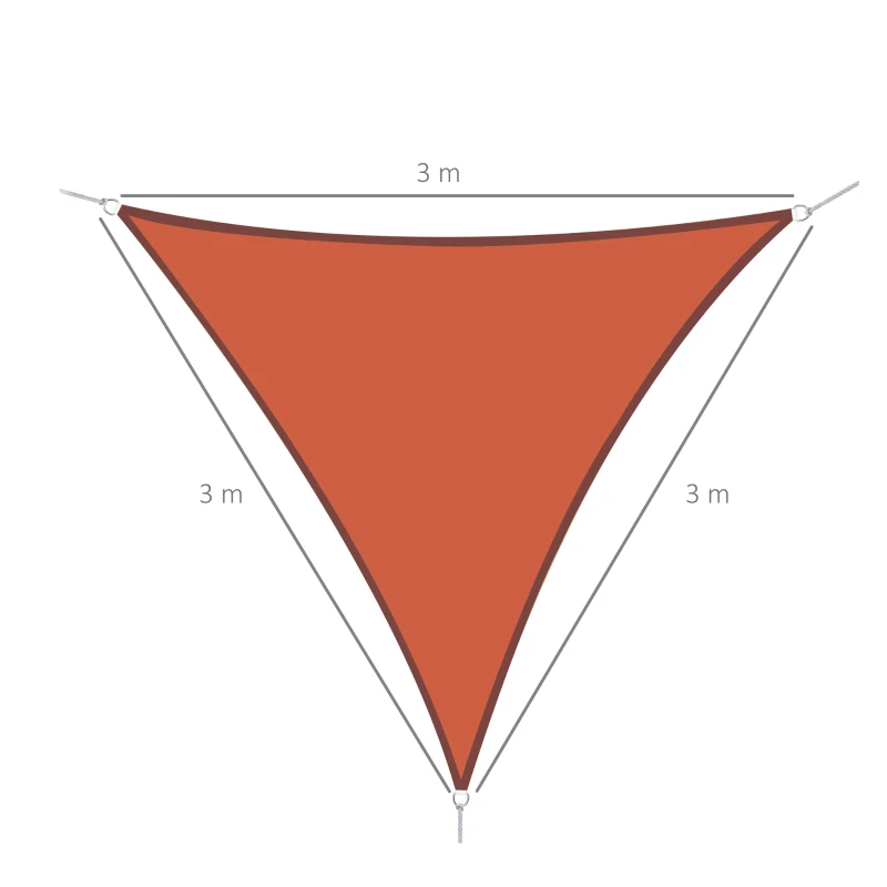 Outsunny Toldo Vela Triangular 3x3x3 m Vela de Sombra para Jardín Patio Terraza Poliéster Anti UV Color Terracota