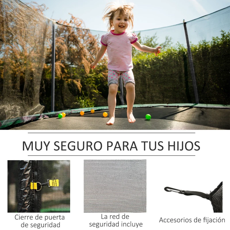 HOMCOM Red de Seguridad de Reemplazo para Trampolín Ø366 cm con Puerta con Cremallera para 8 Postes Rectos Ø366x180 cm Negro