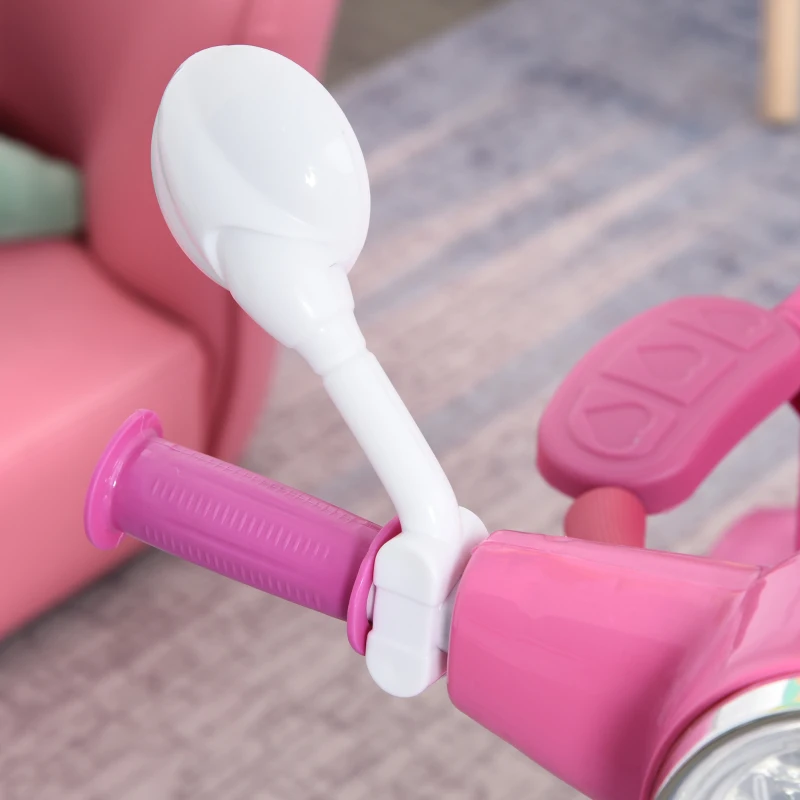 HOMCOM Triciclo para Niños de +18 Meses Triciclo Evolutivo Infantil con Capota Extraíble Asiento Giratorio Barra de Seguridad y Función de Luz Música 102x48x96 cm Rosa