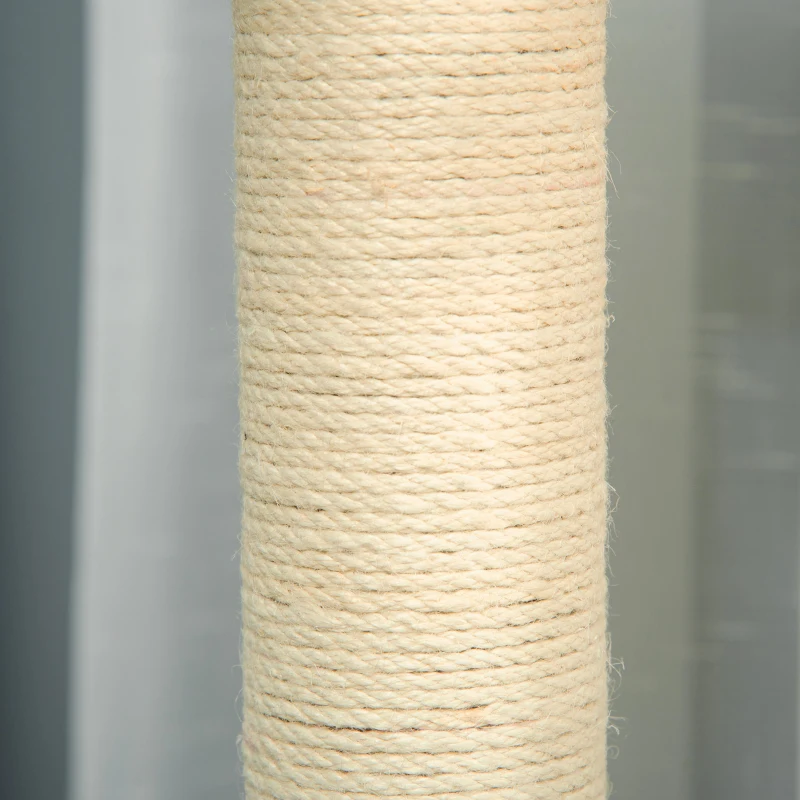 PawHut Árbol para Gatos Grande 49x49x130 cm Torre Escalador para Gatos con Múltiples Plataformas Postes de Sisal Beige y Gris