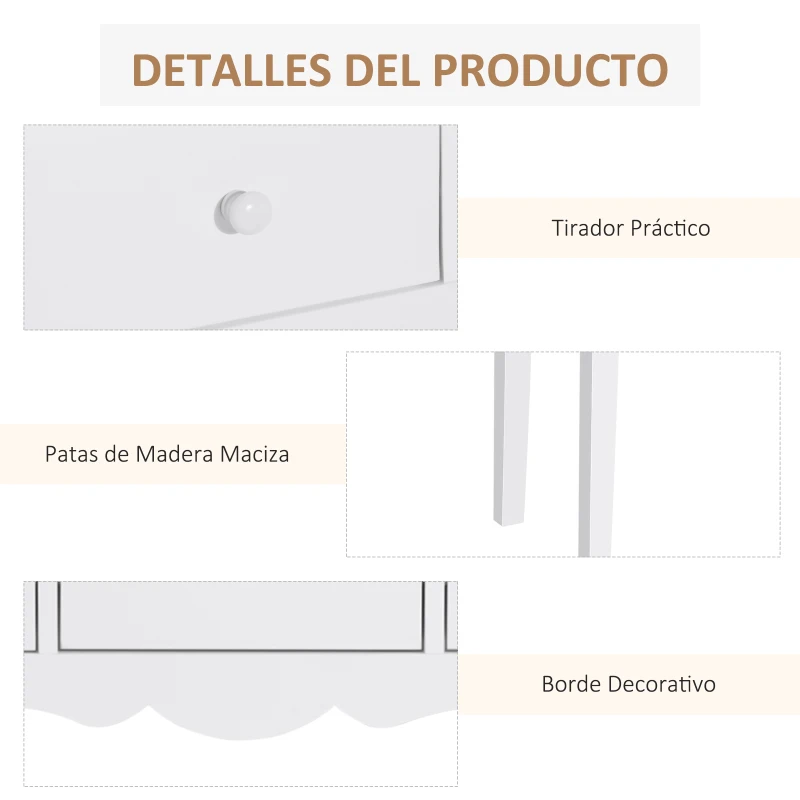 HOMCOM Mesa Consola de Madera Mueble Recibidor de Entrada con 3 Cajones para Salón Pasillo Carga 45 kg 100x32x85 cm Blanco