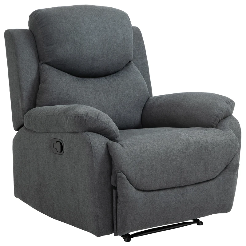 HOMCOM Sillón Reclinable Manualmente 150 Grados con Reposabrazos y Reposapiés Acolchado Grueso de Esponja Soporta hasta 150 kg 97x96x105,5 cm Gris(m-10)