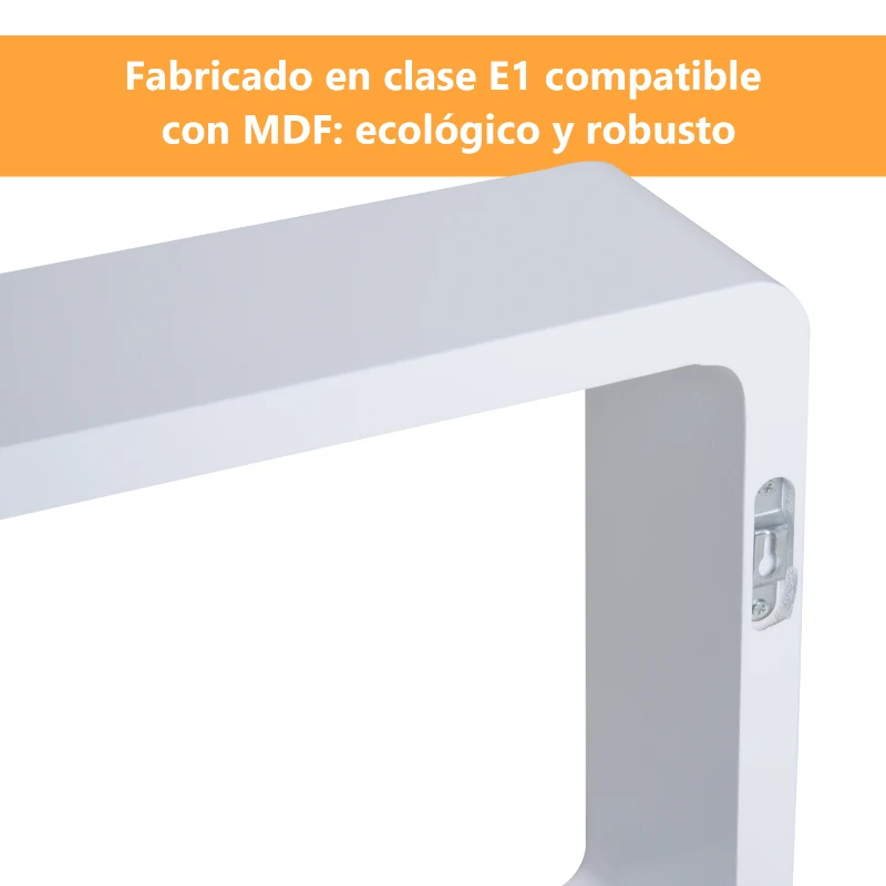 HOMCOM Conjunto de 3 Cubos Flotantes Estantes de Pared para Libros Decoración de 25x25 cm 20x20 cm y 15x15 cm Blanco
