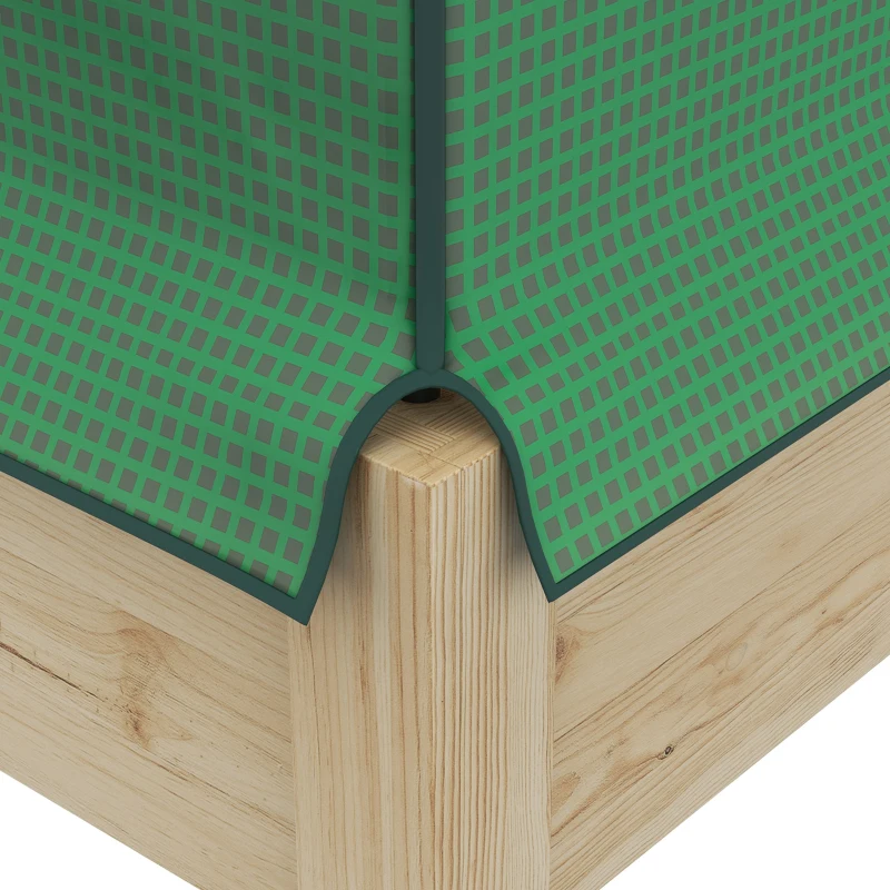 Outsunny Houten verhoogde plantenbak met folieafdekking, voering van vlies, natuurlijk hout en metaal, afmetingen 86 x 60 x 165 cm