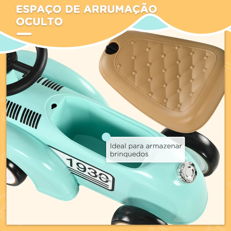 AIYAPLAY Carro Andador para Bebé de 12 a 36 Meses com Buzina Compartimento de Armazenamento e Volante 58x27x35 cm Verde Menta