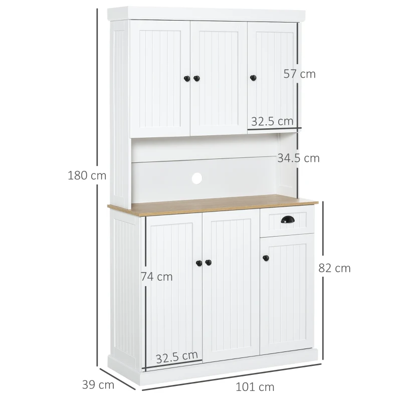 HOMCOM Bufet de Bucatarie cu Blat pentru Cuptor Alb(m-3)