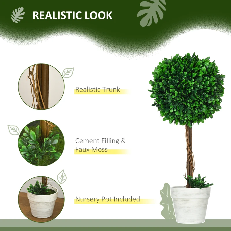 HOMCOM Set de 2 Plante Artificiale Decorative, 60cm