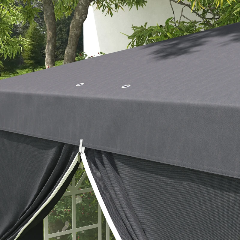 Outsunny Cort cu Copertina Pliabila de 3x3 m, Adapost pentru Soare Reglabil in inaltime, Geanta de Transport si Saci de Greutate