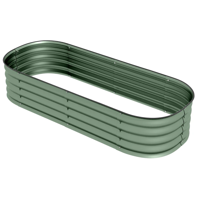 Outsunny Paturi inaltate Galvanizate pentru Gradina, Cutie inaltata din Metal cu Margine de Siguranta