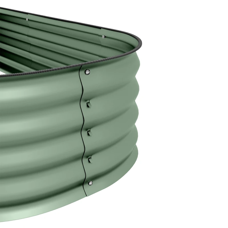 Outsunny Paturi inaltate Galvanizate pentru Gradina, Cutie inaltata din Metal cu Margine de Siguranta