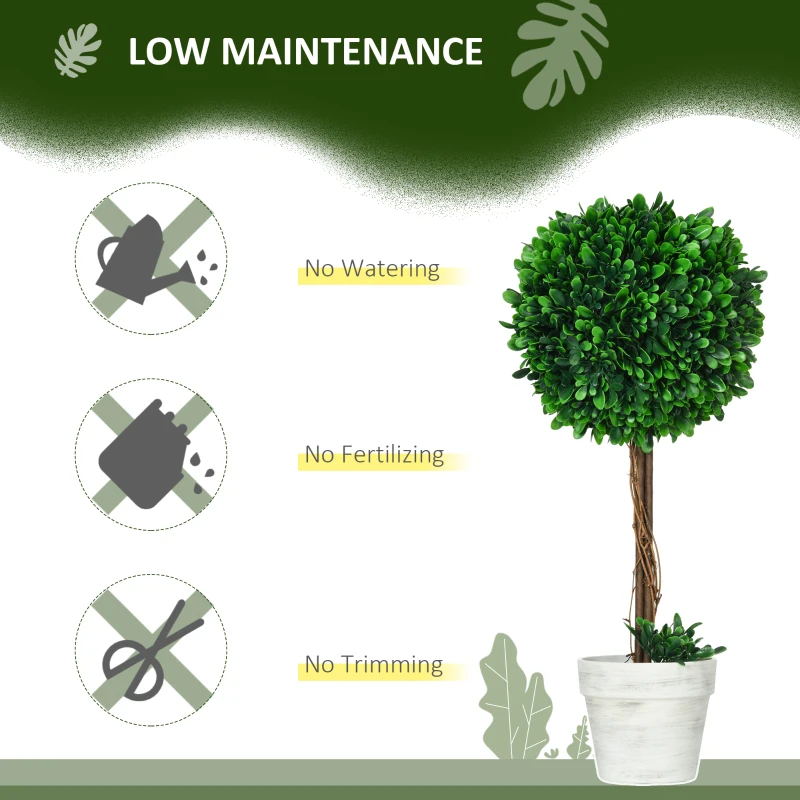 HOMCOM Set de 2 Plante Artificiale Decorative, 60cm