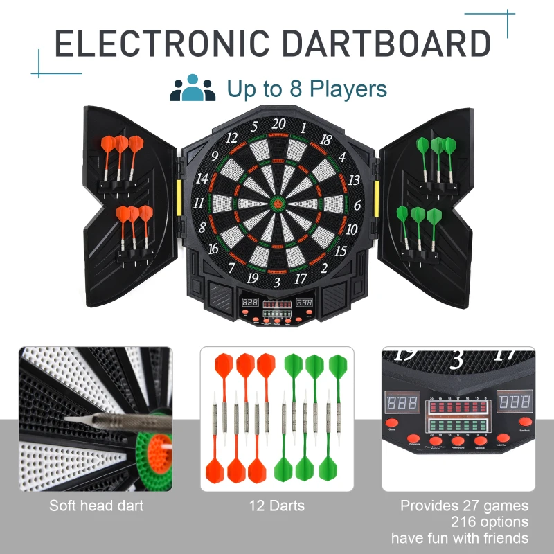 Homcom Dartboard electronic digital + 12 darts 8 jucători