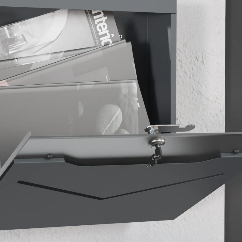 HOMCOM Cassetta Postale in Acciaio con 2 Chiavi di Sicurezza, Fessura a V e Foro di Drenaggio, 37x10.5x37 cm, Grigia