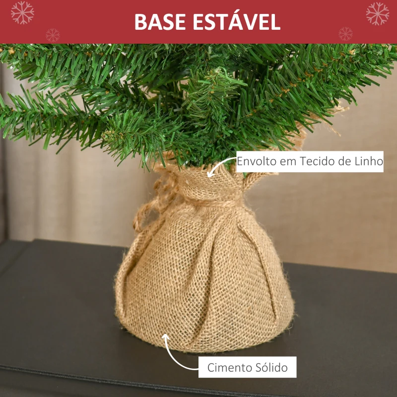 HOMCOM Árvore de Natal artificial pequena com 60 cm de altura com 70 filiais Base de tecido Mini árvore de Natal realista para interiores Ф44x60cm