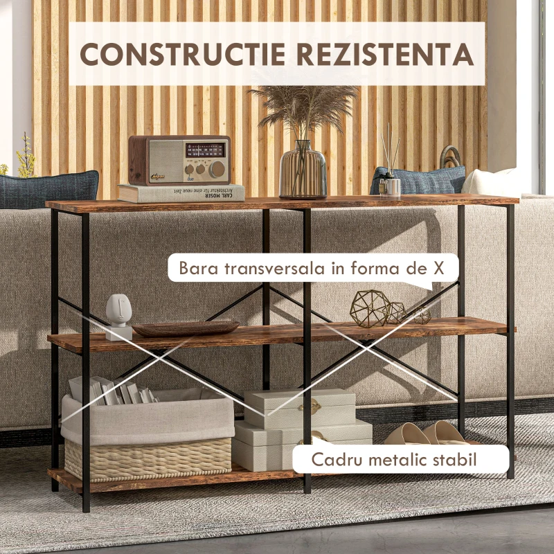 HOMCOM raft stil industrial, 3 nivele, 120x30x76 cm