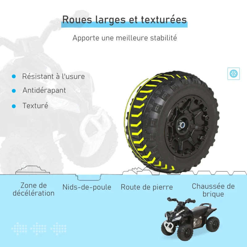 HOMCOM Porteur Enfants Quad 18-36 Mois dim. 67L x 38l x 44H cm Effets Lumineux et sonores Noir(m-5)