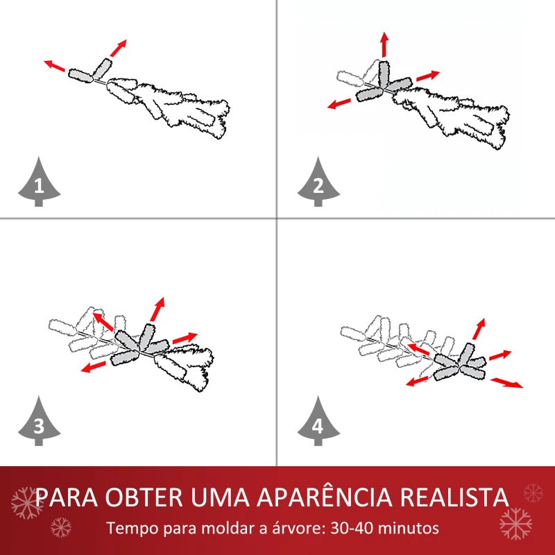 HOMCOM Árvore de Natal 210 cm com 250 Luzes LED Árvore de Natal Nevada com 829 Ramos e Base Dobrável Ø112x210 cm Verde