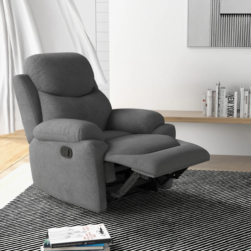 HOMCOM Relaxstoel, TV-stoel met ligfunctie en stoffen bekleding(m-2)