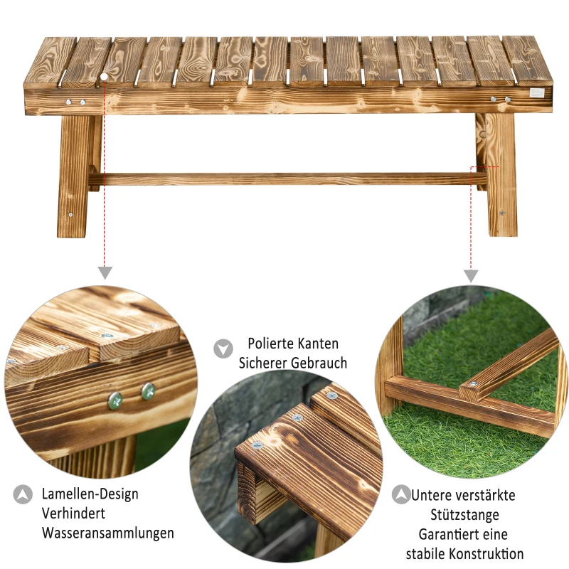 Outsunny Tuinbank, zitbank, geschikt voor 2 personen, met een rustieke uitstraling Afmetingen: 110 x 38 x 35 cm Kleur: donkerbruin