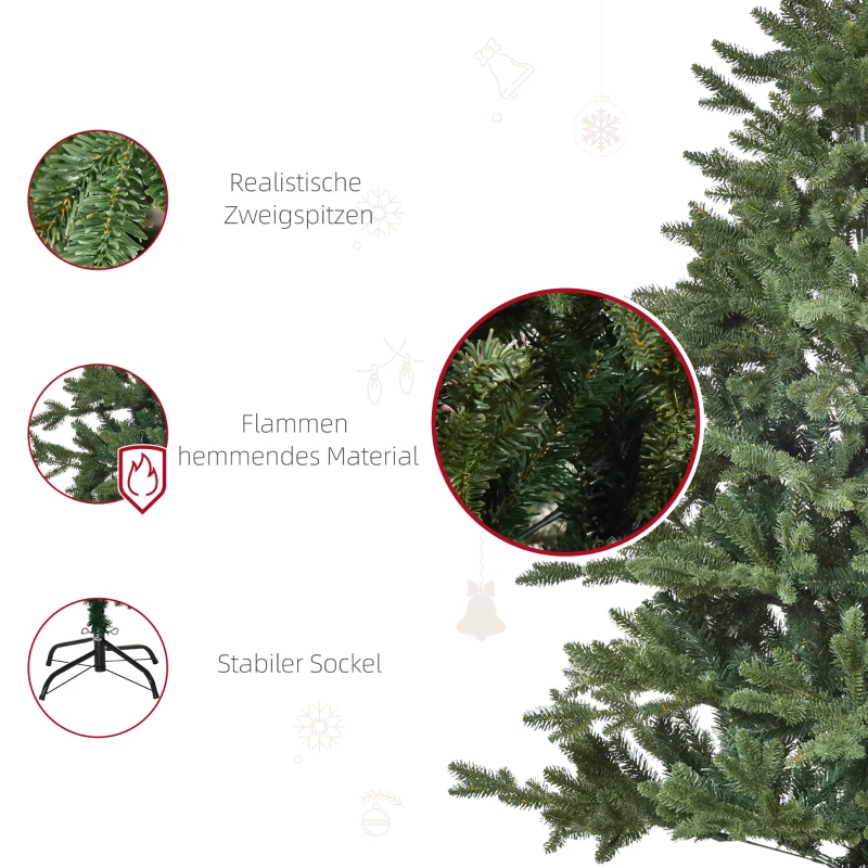 HOMCOM kunstkerstboom 1,5 m kerstboom dennenboom PVC PE metaal groen Ø 75 x 150 cm