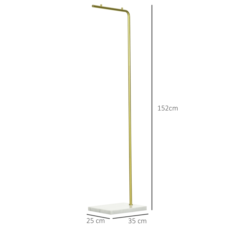 HOMCOM Appendiabiti da Ingresso, Camera da Letto e Soggiorno in Metallo e Marmo, 35x25x152 cm, Oro e Bianco