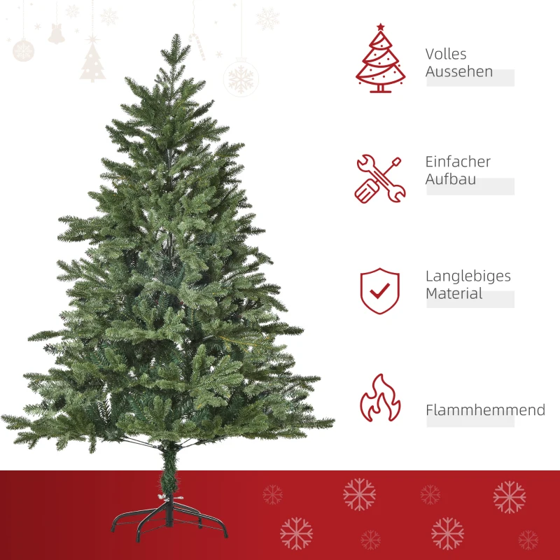 HOMCOM kunstkerstboom 1,5 m kerstboom dennenboom PVC PE metaal groen Ø 75 x 150 cm