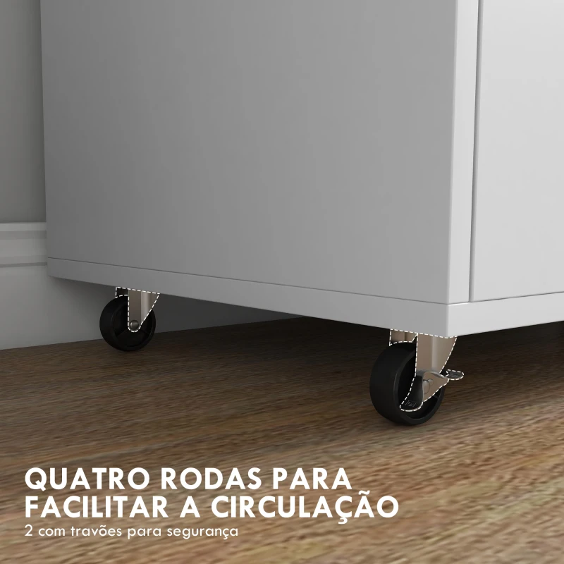 Vinsetto Armário para Escritório Armário para Arquivos com Rodas e Barra Suspensa para Tamanho A4 76x40x75,5 cm Branco e Madeira