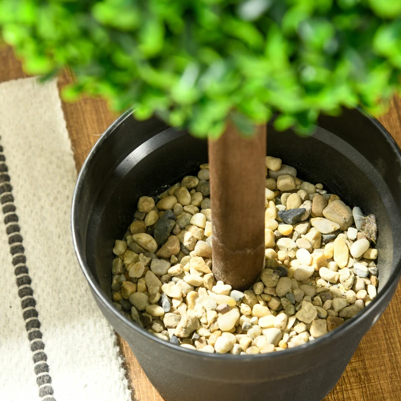 HOMCOM Lot de 2 arbres buis artificiel double boules avec tronc et pot inclus - hauteur 90 cm vert