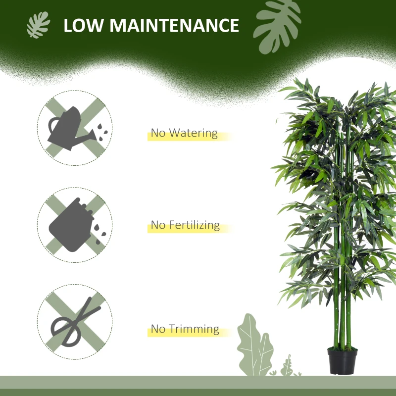 Outsunny Artificial Bamboo Tree Plant, 1.8 m-Green Bamboo/ Black Pot